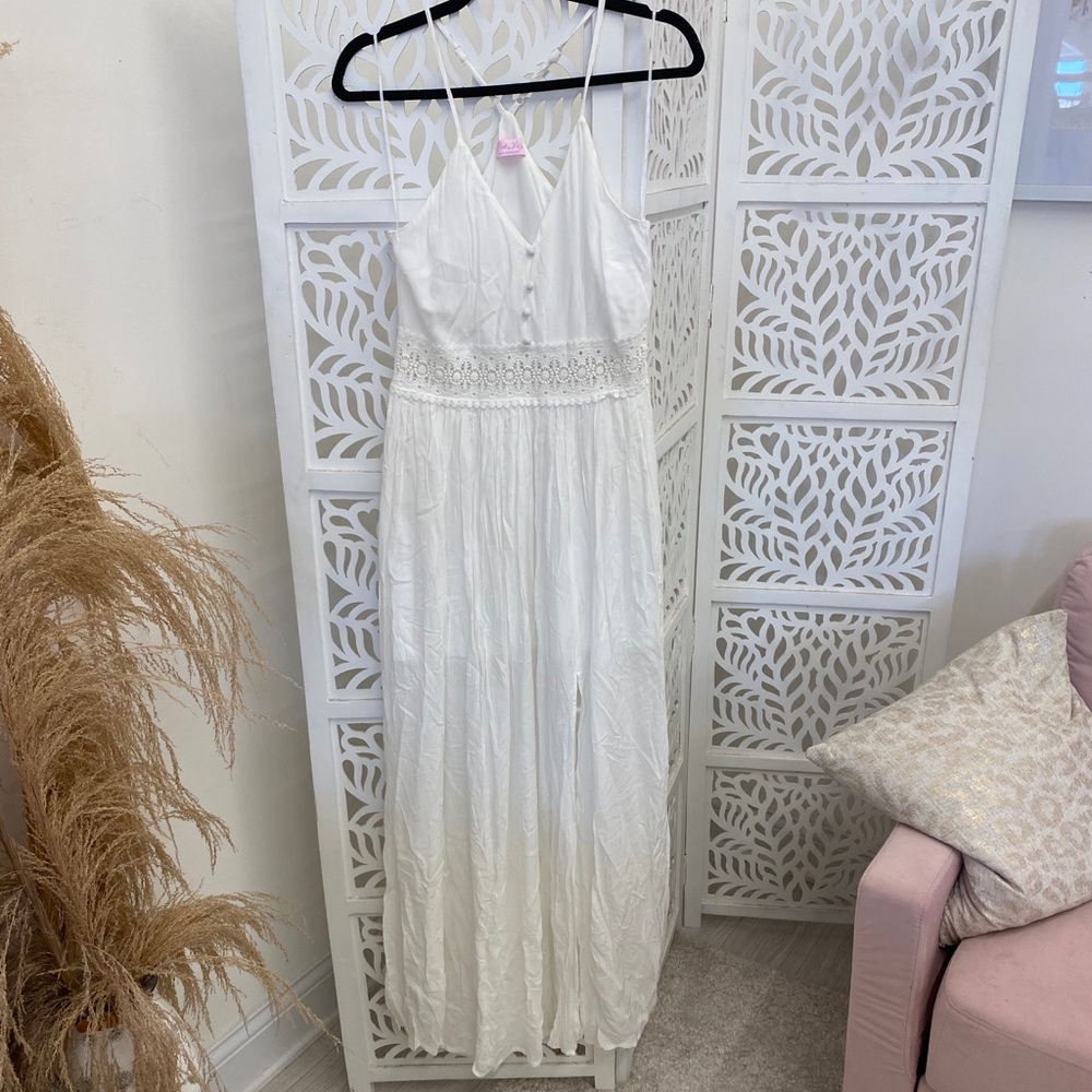 Pink Lily Maxi Dress with cutout lace detail